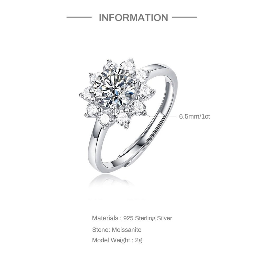 Certified 1ct. t.w. Moissanite Diamond Sunflower Ring NEW - Picture 8 of 13